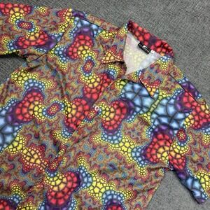 VTG Positano Shirt Men Large Multicolor Psychedelic Short Sleeve Button Trippy